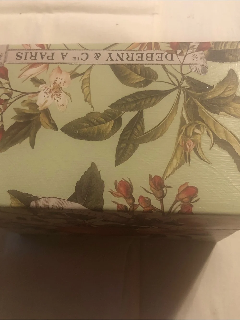 Decorative Peach Floral Recipe Box - Green and Red